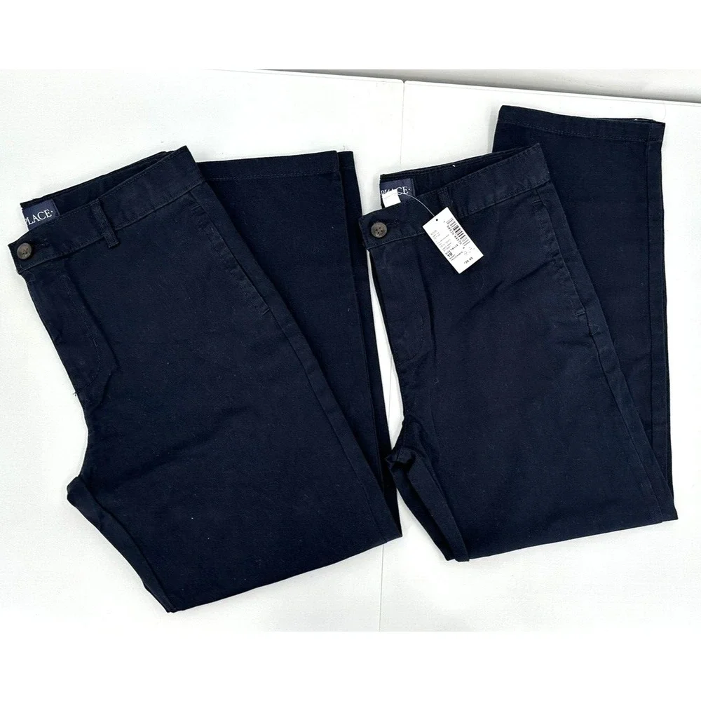 Lot Of 2 CHILDREN'S PLACE STRAIGHT STRETCH CHINO PANTS‎ Boy's 10 Husky Navy Blue